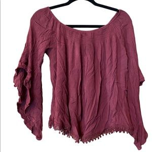 Charlotte Russe medium maroon fall date night off shoulder long sleeve